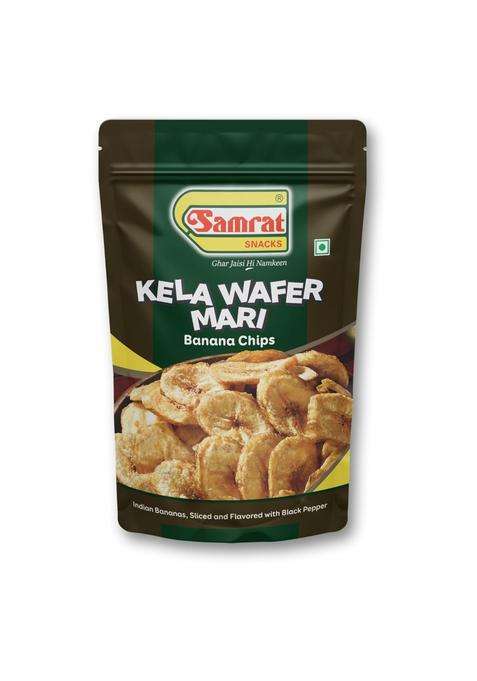 Samrat Kela Wafer Mari Crispy Black Pepper Flavored Banana Chips | Ready-To-Eat Indian Snack Ideal For Tea Time, Parties & Festivals (Pack Of 1 (300G))