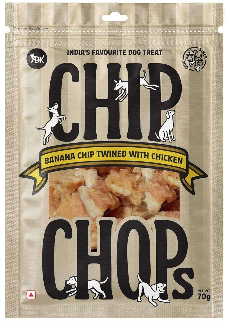 Chip Chops Banana Chicken Dog Treats High Protein Natural Snacks, Low Fat Reward & Training Suitable For All Breeds, Healthy Ingredients, Tasty Flavour - Indya
