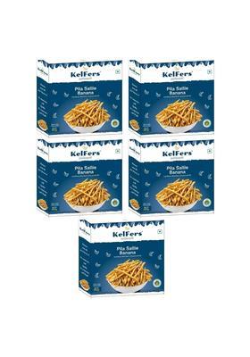 Kelfers Salted Banana Sallie(Fries) |Natural & Crispy Made From Fresh Bananas Perfect Snack For Any Time|160Gram|Pack Of 5