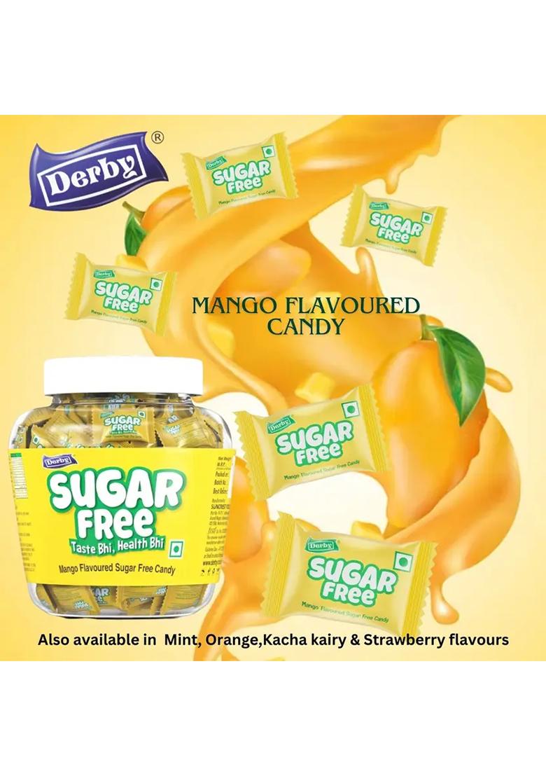Derby Mango Flavoured Sugar-Free Hard Candies | 100 / 280Gm Candy (280 G) - Indya