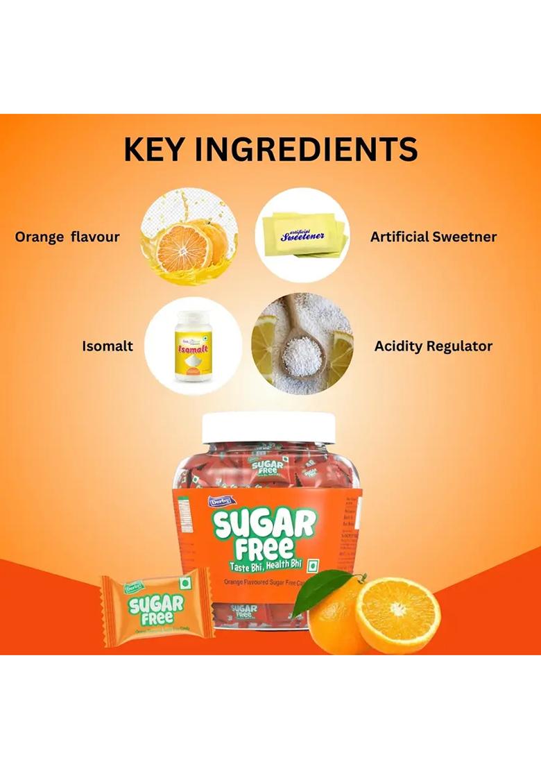 Derby Derby_Sugarfree_Orange_Flavor_Candy_330Gms_Approx_110Pcs Orange Candy (330 G) - Indya