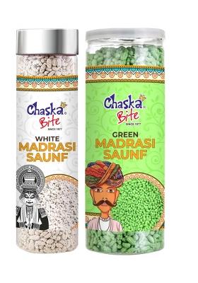 Chaska Bite |Saunf|Mukhwas|Mouth Freshner|White And Green Saunf|Fennel Seeds|Paan Flavour|Combo Pack Of 2| Paan, Mint Candy (2 X 200 G)