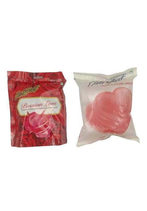 Hart Beat Passion Love&Lychee- Centre Filled&Sweets Flavoured 200G&150G (Pack Of 2) Strawberry Candy (2 X 175 G)