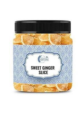 Organic Nature Sweet Dried Ginger Slices Mouth Freshners 250 Gram (Jar Pack) Candy (250 G)