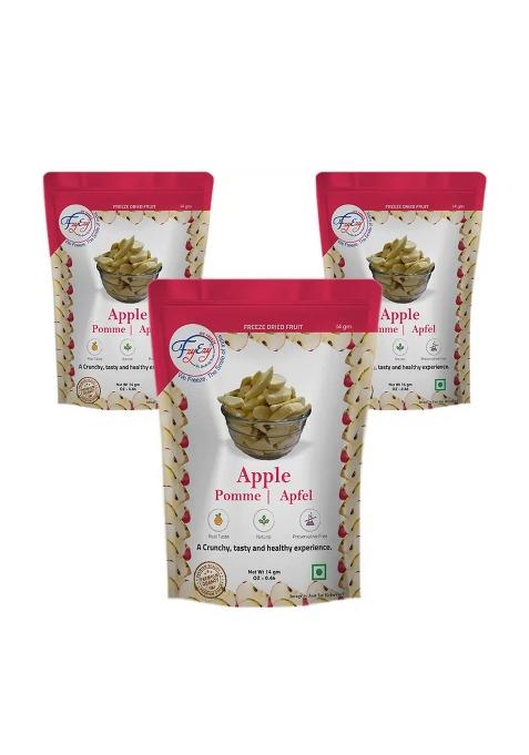 Fzyezy Healthy Dried Candy|Snacks|Slices|Dehydrated Fruits Pack Of 3 Apple Toppings & Chips (3 X 14 G)