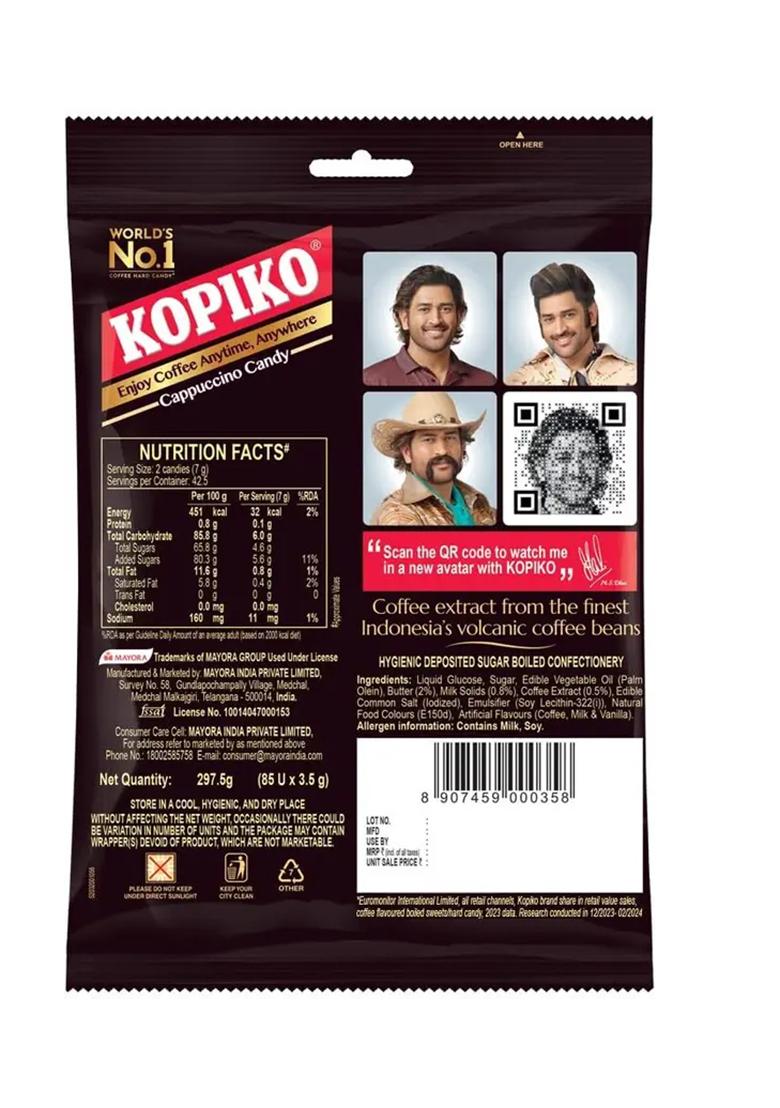 Kopiko Cappuccino Coffee Candy Rich & Milk Taste, 140 Gm Of 4 (Imported) Toffee (4 X G) - Indya