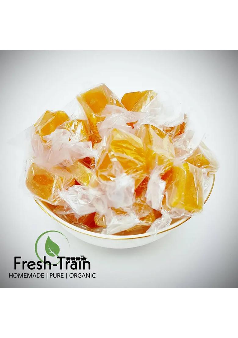 Freshtrain Alphonso Mango Toffee | Candy Aam Papad Toffee, Cubes Jelly (250 G) - Indya