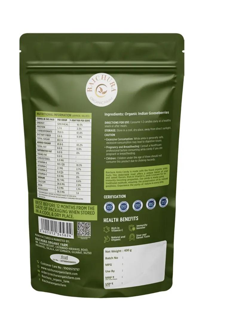 Raichura Organic Farm Amla Candy Healthy Digestive Snack, Natural & Homemade (400 G) - Indya
