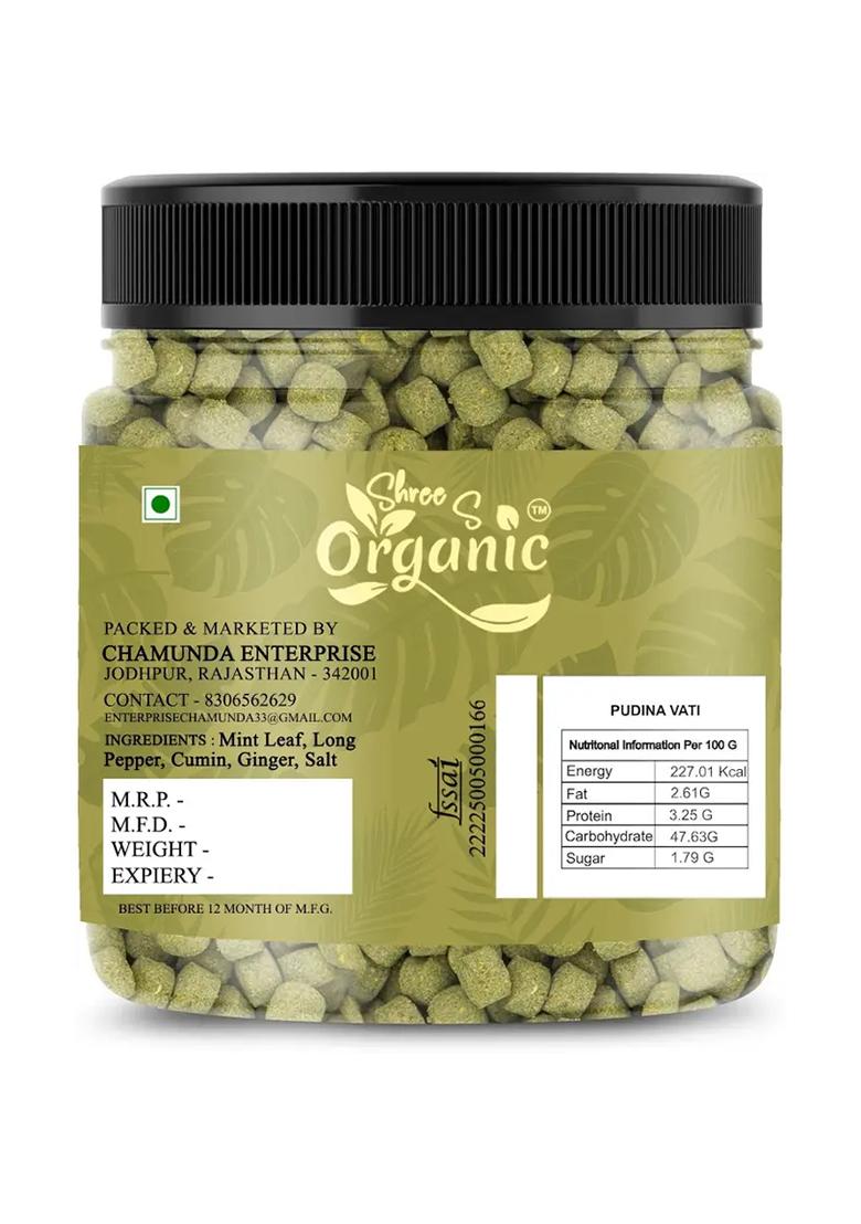 Shree S Organic Pudina Vati Goli 250G Mint Digestive Candy | Ayurvedic Mukhwas (250 G) - Indya
