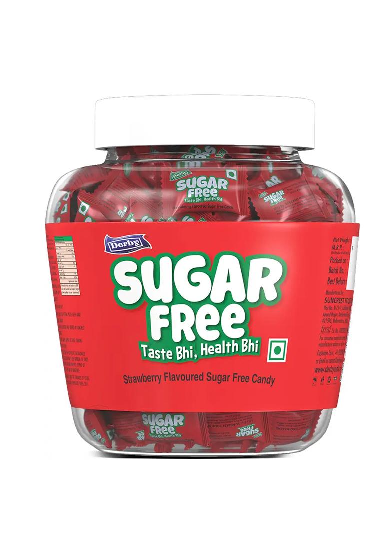 Derby Strawberry Flavoured Sugar-Free Hard Candies | 100 / 280Gm Candy (280 G) - Indya