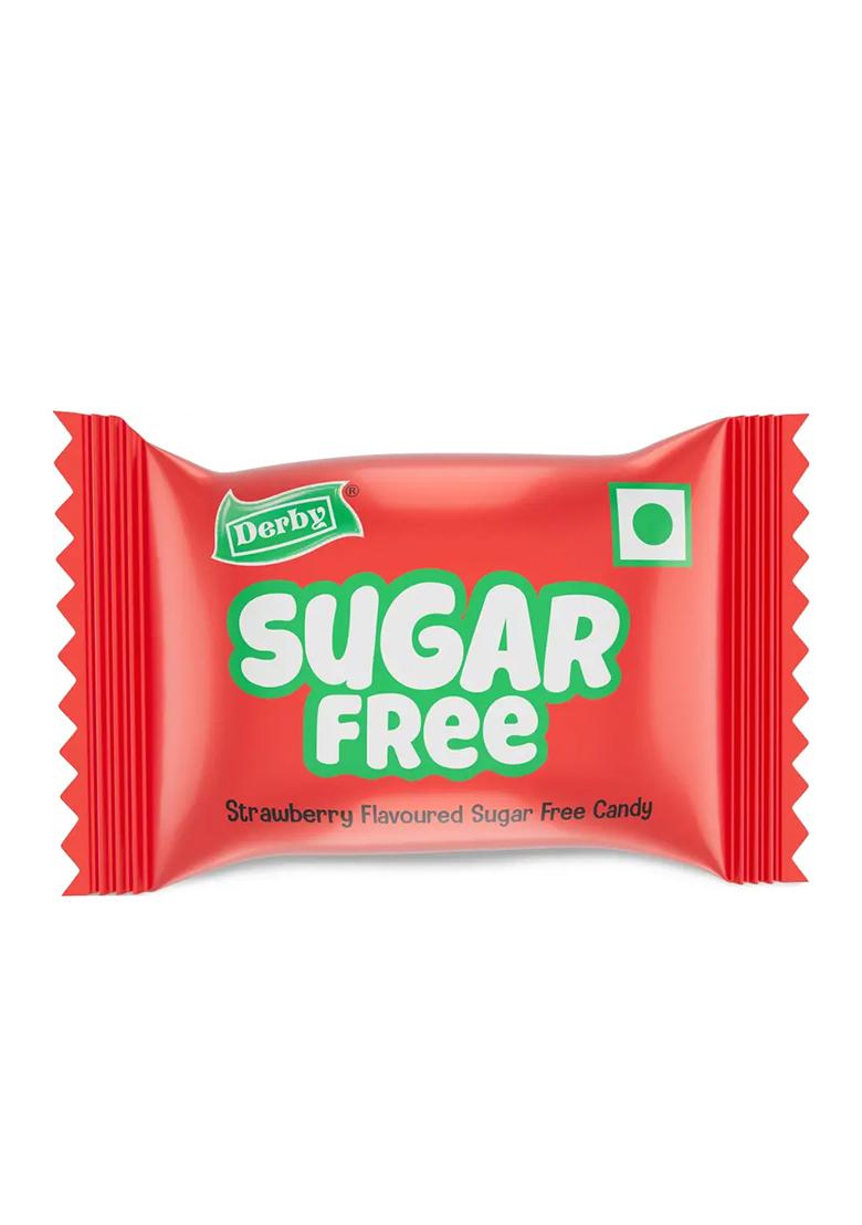 Derby Strawberry Flavoured Sugar-Free Hard Candies | 100 / 280Gm Candy (280 G) - Indya
