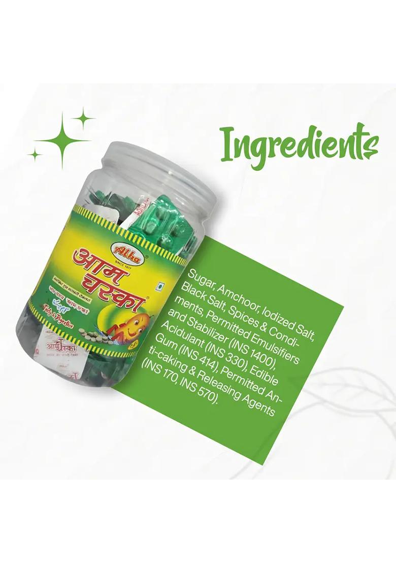 Chaska Bite Aam Chatpati Tablet Dry Mango Candy Digestive Chatpata 100 Strips Mango, Sweet & Sour Toffee (300 G) - Indya