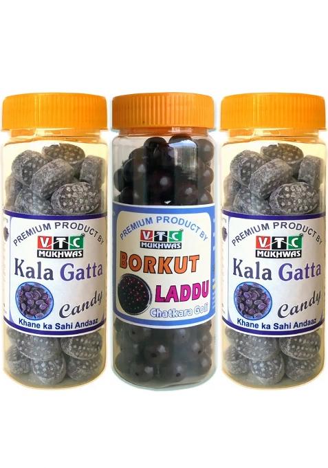 Vtc Yummy And Tasty Kala Gatta Candy Or Borkut Ladoo Natural Borkut, Glucose (3 X 250)