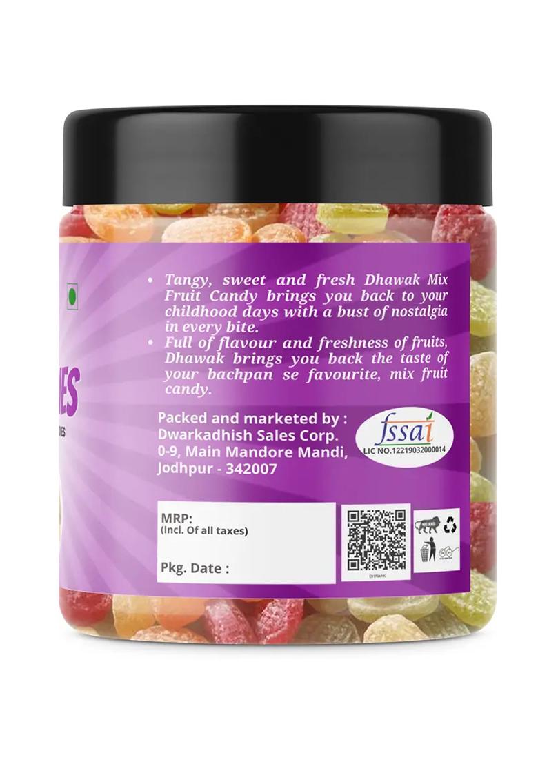 Dhawak Mix Candy Fruit Khati Mithi (Orange, Lemon, Litchi, Paan,Pepper) (300 G) - Indya