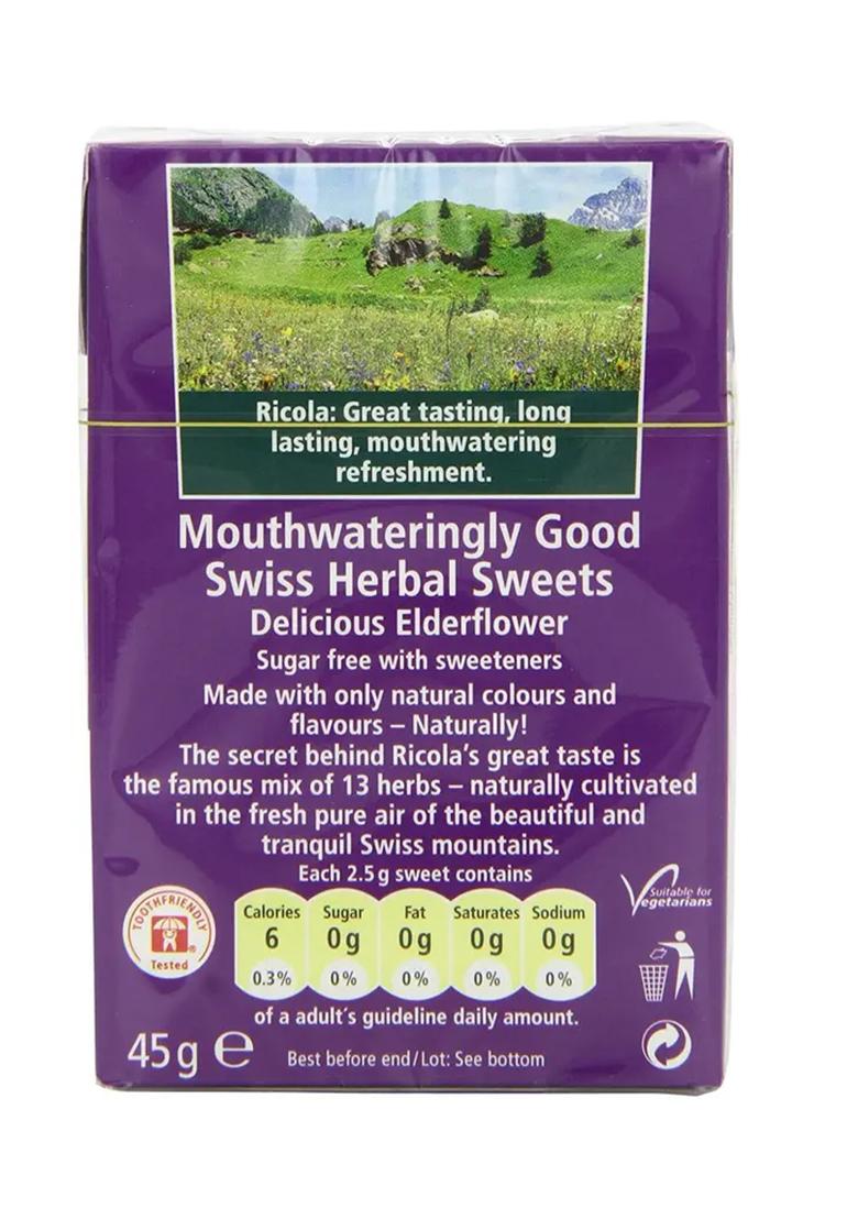 Ricola Sugar-Free Refreshment Swiss Herbal Candies - Delicious Elderflower,45G Elderflower Candy (45 G) - Indya