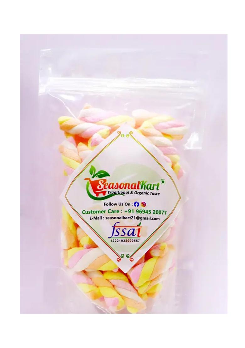 Seasonal Kart Pink & White Marshmallows, Strawberry Vanilla Flavor | Marshmallows Candy Vanillaa, (2 X 50) - Indya