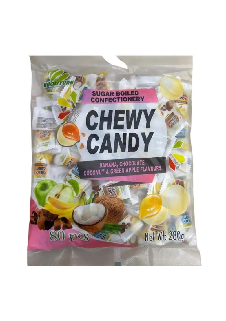 Haoliyuan Chewy Candy, Banana, Chocolate, Coconut & Green Apple Flavours Mix Candy (280 G) - Indya