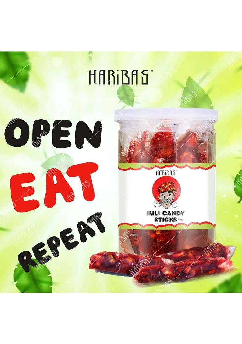 Haribas Khatti Meethi Imli Candy Sticks 250G | Tamarind Easy To Store Jar Khatti, Sour (250 G) - Indya