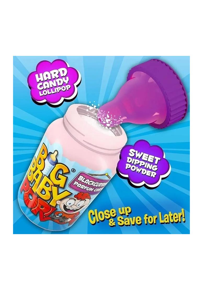 Bazooka Big Baby Pop Hard Candy Lollipop With Dextrose Powder | Blackcurrant Flavored (32 G) - Indya