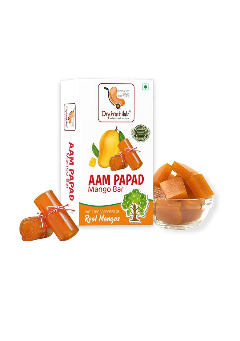 Dry Fruit Hub Aam Papad Slice Bar 400Gms Mango Papad, Khatta Mitha Candy (400 G) - Indya