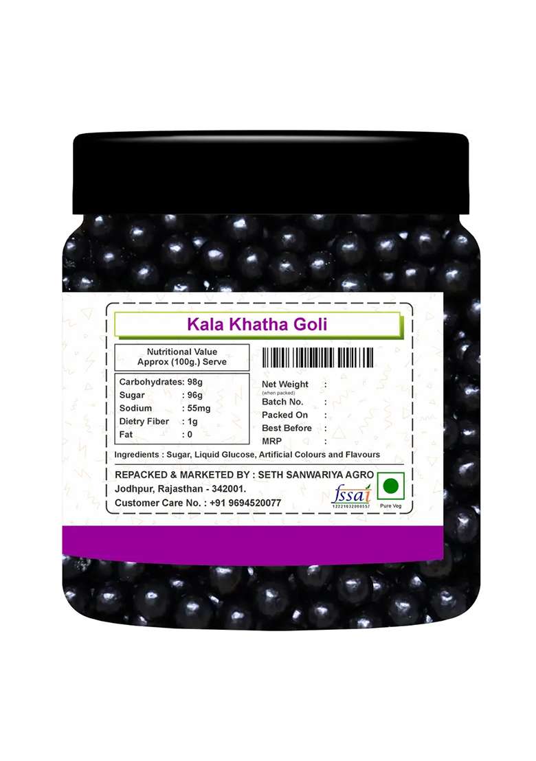 Seasonal Kart Tasty Kala Khatha Goli Digestive Chatpati, Kathi Mithi Candy (200 G) - Indya