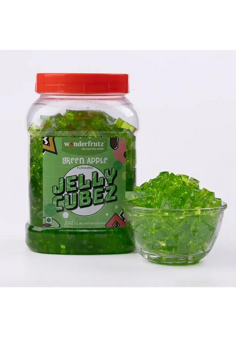 Wonderfrutz Fruit Flavoured Jelly Cubes For Kids Topping Ice Creams, Cakes Green Apple Cotton Candy (1 Kg)