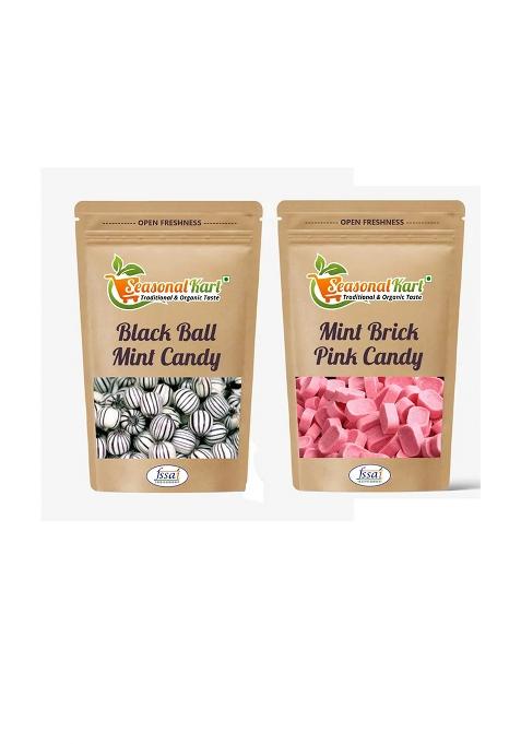 Seasonal Kart Combo Pack Of Zebra Drops Black Ball Candy & Brick Mini Pink Mint (2 X 100 G)