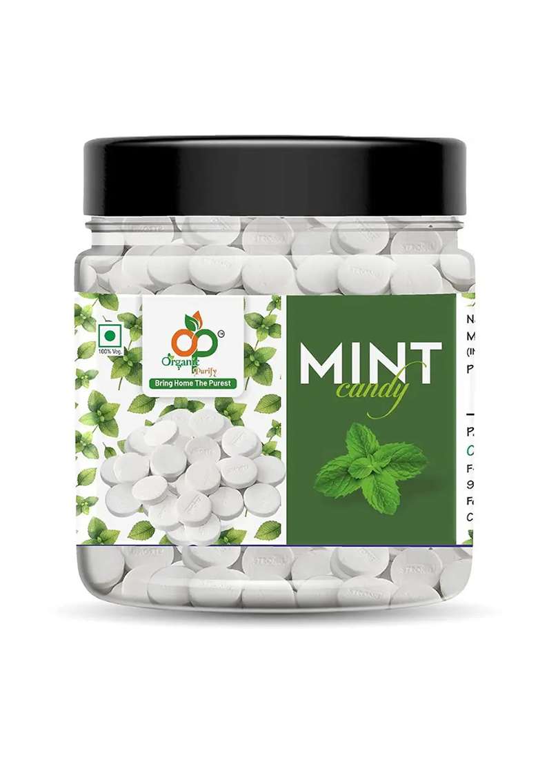 Organic Purify White Mint Candy (Pepper Goli) Safed | Jar Pack 400 Gram (400 G) - Indya
