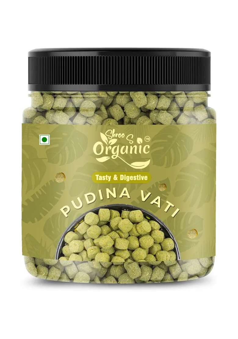 Shree S Organic Pudina Vati Goli 200G Mint Digestive Candy | Ayurvedic Mukhwas (200 G) - Indya