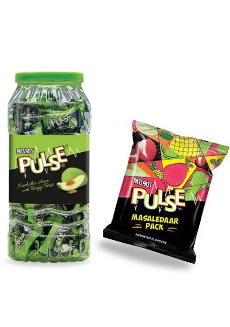 Ds Group Pulse Kachcha Aam Jar (175) Pcs With Mix Flavor Candy Small Pouch (50) Kachha Aam, (2 X 200 G) - Indya