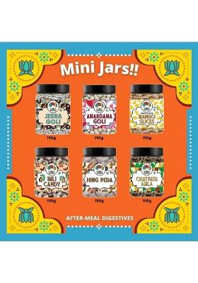 Mr. Merchant Pachak Churan Goli (After Meal Digestives) Trail Pack (Pack Of 6) Anardana 150G, Jeera Mango Slice Imli Candy 100G, Hing Peda Chatpata Amla 100G Salty (800 G)