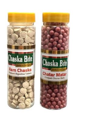 Chaska Bite Aam & Chatar Matar Chatpati Digestive Candy (130G X 2 ) Combo Pack Chatpata Candy, Aamchur Powder Flavor (2 130)