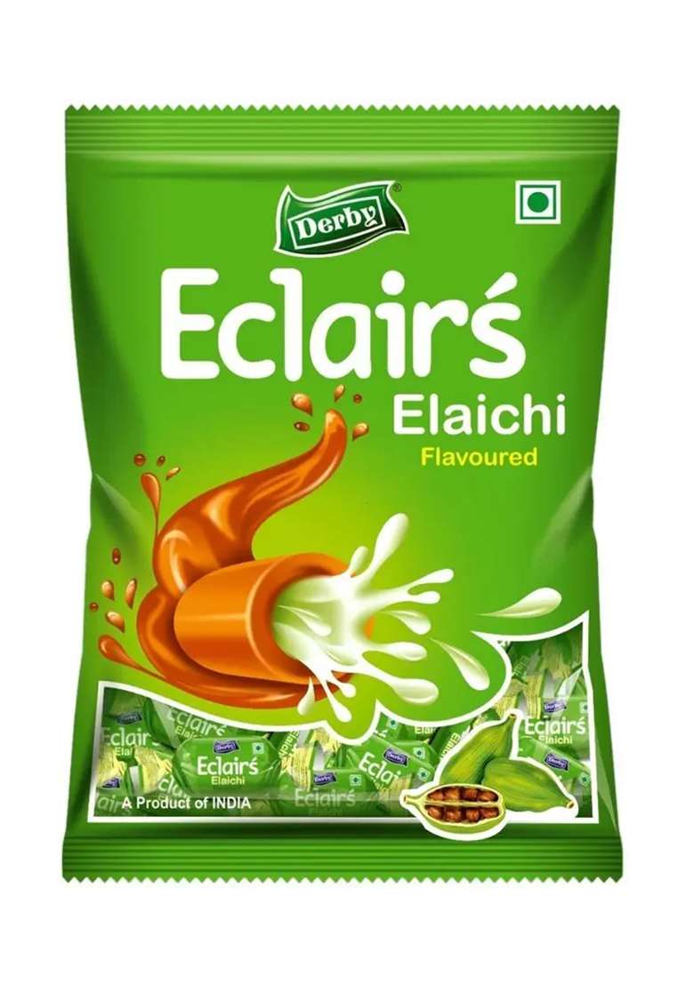 Derby Elaichi Eclairs Pack Of 2| 350 Gram 100 Pcs In Each Pack| Toffee (2 X 50 Pieces) - Indya