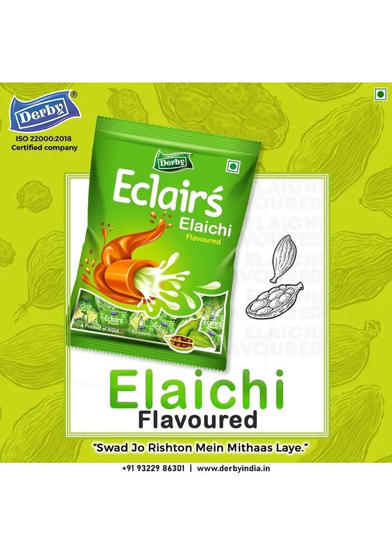 Derby Elaichi Eclairs Pack Of 2| 350 Gram 100 Pcs In Each Pack| Toffee (2 X 50 Pieces) - Indya