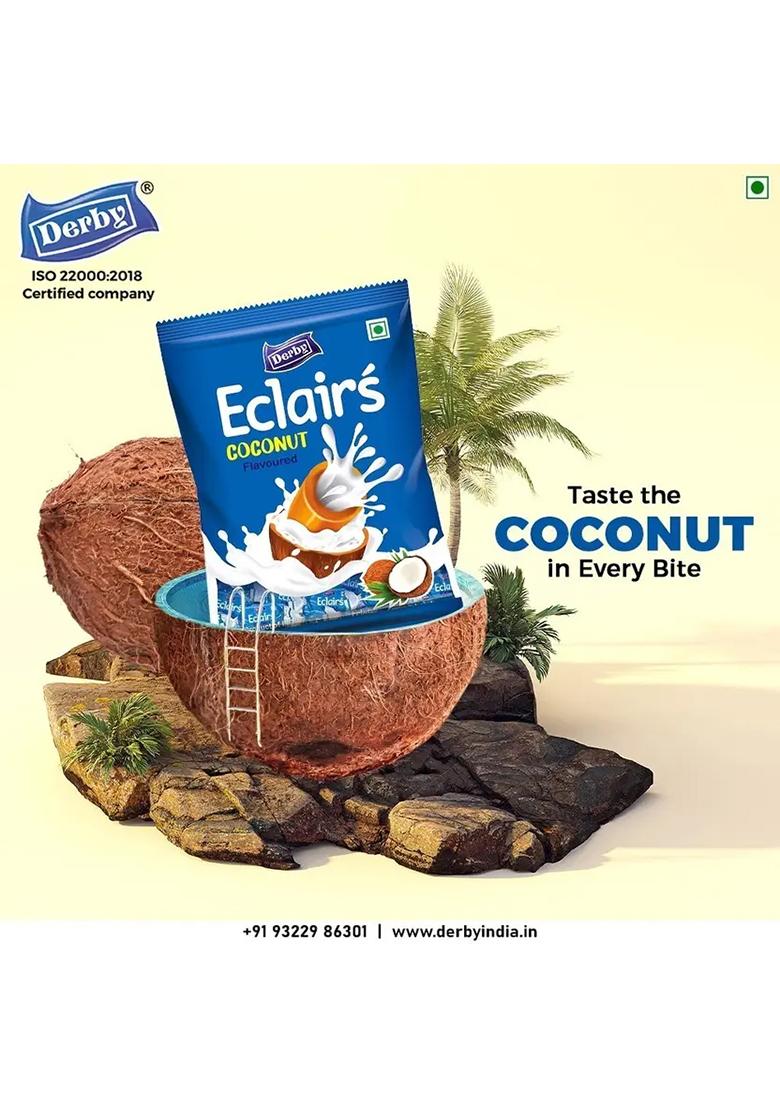 Derby Coconut Eclairs Pack Of 2 | 350 Gram 100 Pcs In Each Toffee (2 X Pieces) - Indya