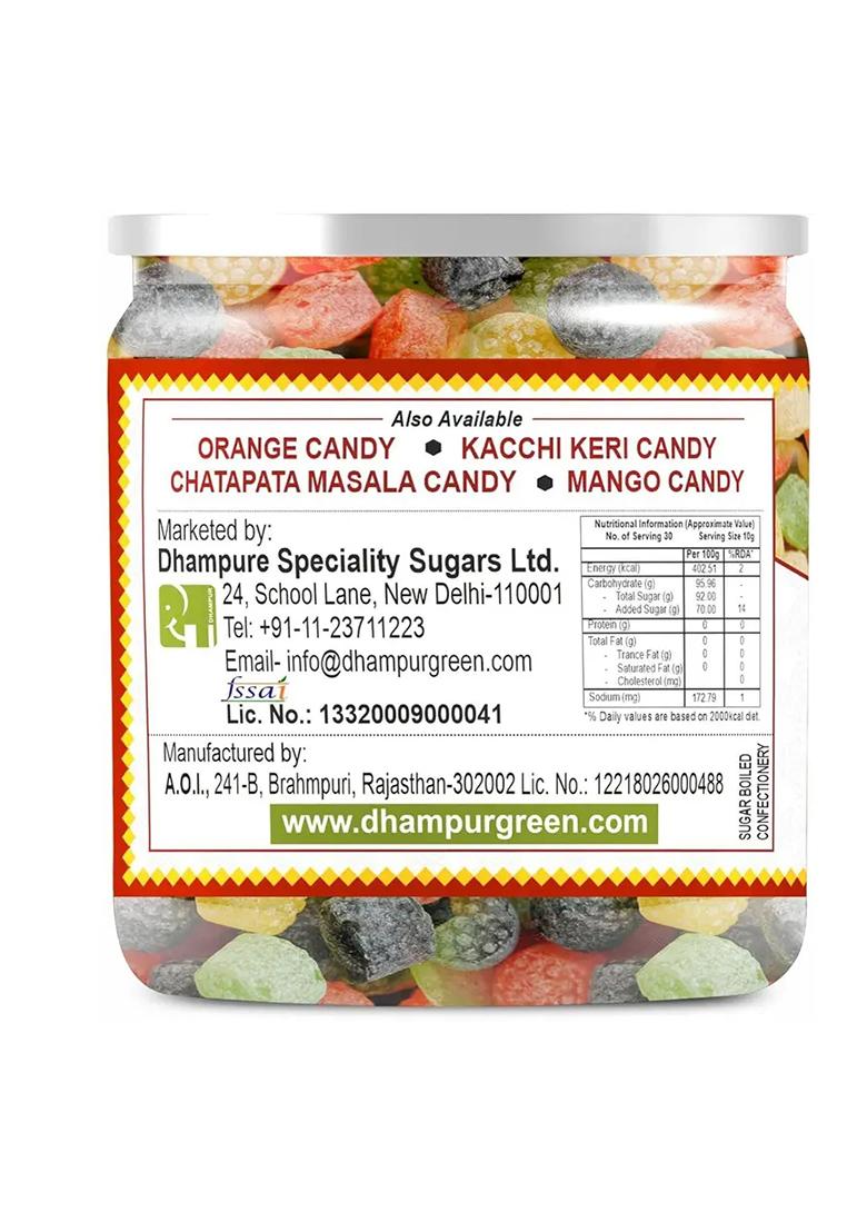 Dhampur Green Mixed Fruits Candy Toffee Khati Mithi Goli Jar For Kids Meethi Goliya Fruit (300 G) - Indya