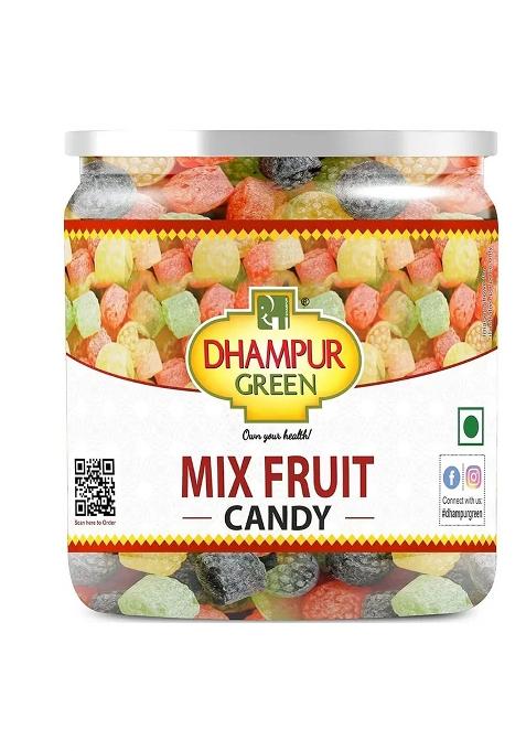 Dhampur Green Mixed Fruits Candy Toffee Khati Mithi Goli Jar For Kids Meethi Goliya Fruit (300 G)