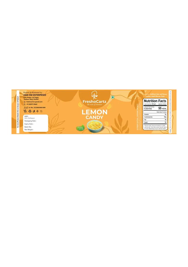 Freshocartz Lemon Candy | Flavoured For Kids Khatti Mithi Nimbu Sweet And Sour Candy, Goli, Meethi, (400 G) - Indya
