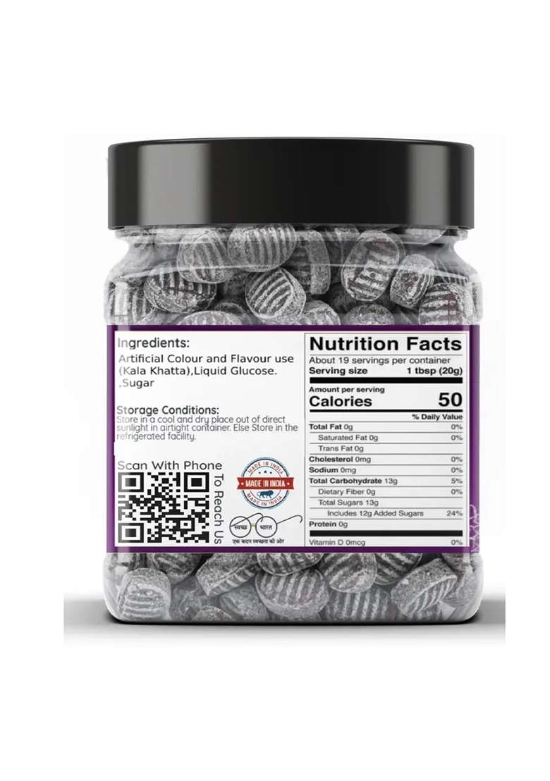 Renewtria Kala Khatta Candy | Khatti Mitthi Toffee |Candy -200Gram Jar Pack (200 G) - Indya