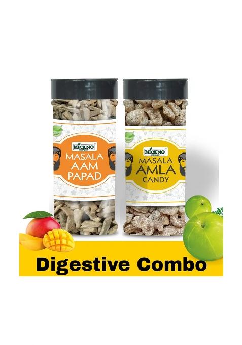 Mickno Organics Masala Aam Papad (Mango Slices) & Dried Chatpata Amla Candy 150G Each, Pack Of 2 Digestive Salty, Spicy, Sweet Sour (2 X 150 G)
