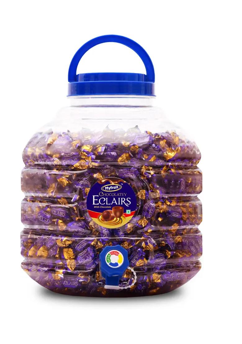 Myfruit Eclairs Candy Jar (1000 X 5 Gram) Chocolate Toffee Pieces) - Indya