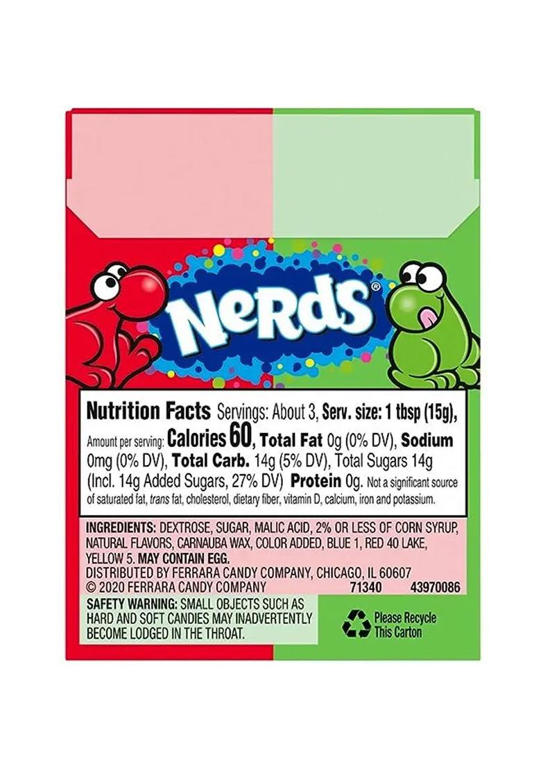 Wonka Nerds Candie Tangy Tiny Crunchy Offer A Mouthful Of Juicy Sweet & Sour Watermelon And Cherry Candy (2 X 46.7 G) - Indya