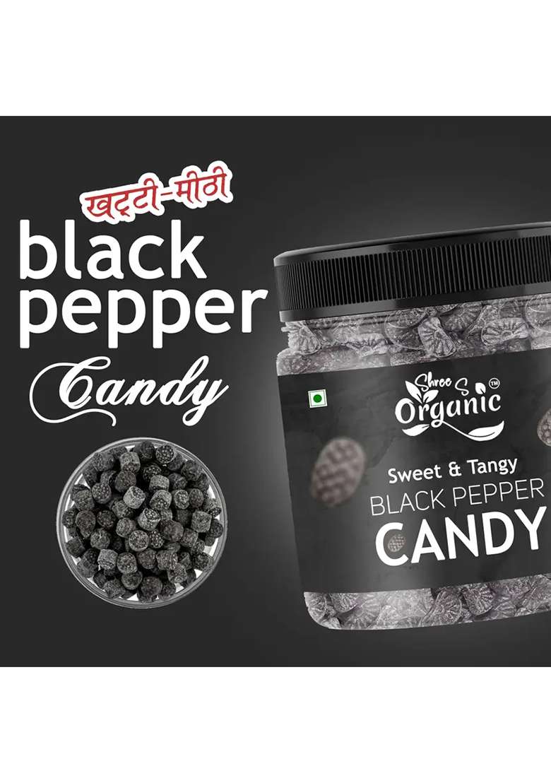 Shree S Organic Black Pepper Candy 250G Natural Digestive Mouth Freshener | Immunity Booster Spicy & Sweet (250 G) - Indya