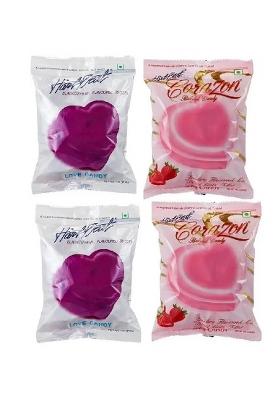 Hart Beat Blackcurrent &Strawberry Curazone Lovecandy -150Gm(Pack Of 4)|(Imported) Blackcurrent,Strawberry Candy (4 X 150 G)