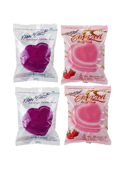 Hart Beat Blackcurrent &Strawberry Curazone Lovecandy -150Gm(Pack Of 4)|(Imported) Blackcurrent,Strawberry Candy (4 X 150 G)