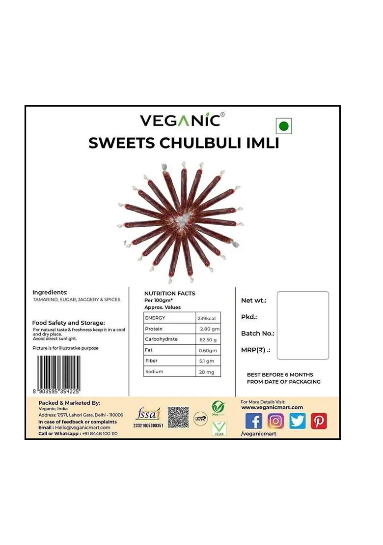 Veganic Imli Candy Sticks - Tamarind Sweets Chulbuli Sour (400 G) - Indya