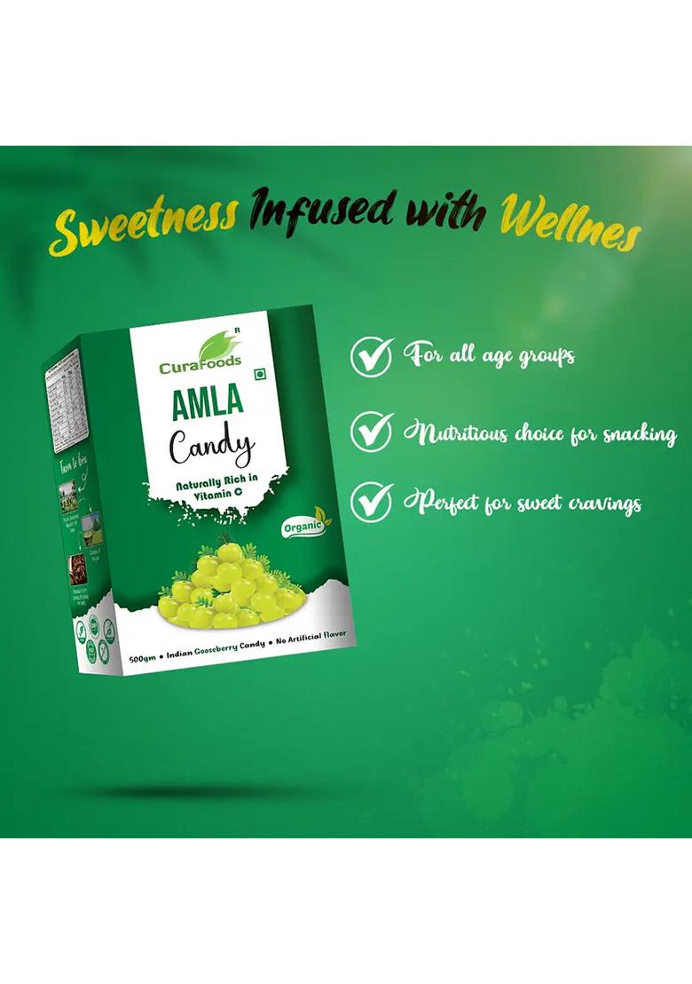 Cura Amla Candy Sweet | Natural Digestive & Immunity Booster 100% Pure Tasty (500 G) - Indya