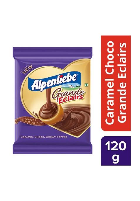 Alpenliebe Grande Eclairs Caramel Choco, Chewy Toffee Chocolate Candy (120 G)