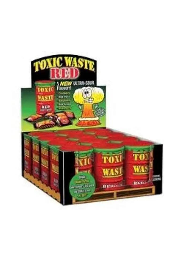 Toxic Waste Red Sour Candy Assortment Hard Boiled Sweets Cranberry, Strawberry, Raspberry, Pear, & Grape (42 G) - Indya