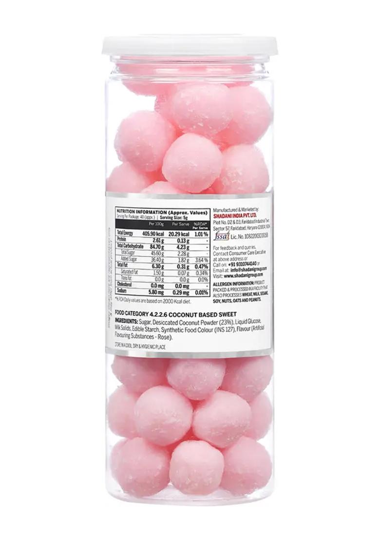 Shadani Coconut Rose Peda Can 200G Coconut, Candy (200 G) - Indya